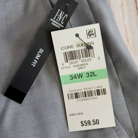 International Concepts Mens Gray Pants Sz 34x32 - Picture 5 of 6